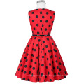 Kate Kasin Kinder ärmellosen Vintage Retro Baumwolle Schwarz Punkte Muster Vintage Mädchen Sommerkleid KK000250-15